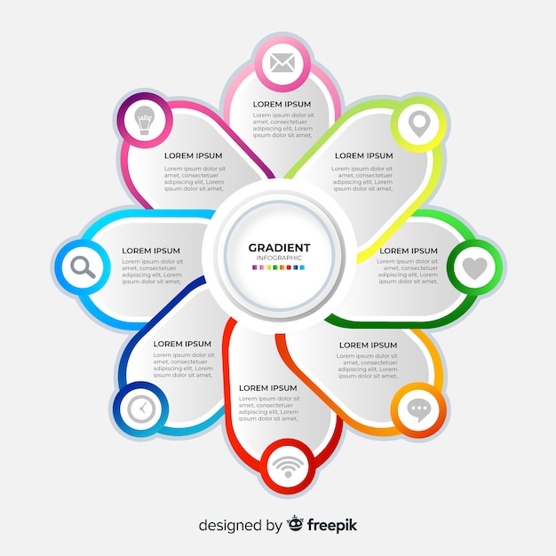 Infographic 단계 템플릿 그라디언트 스타일