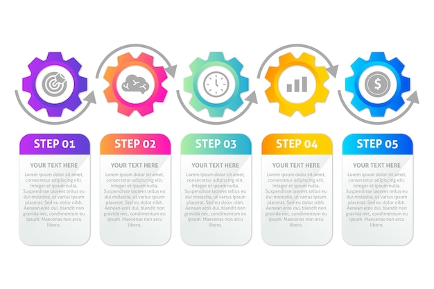 Modello di passaggi di infografica in pendenza