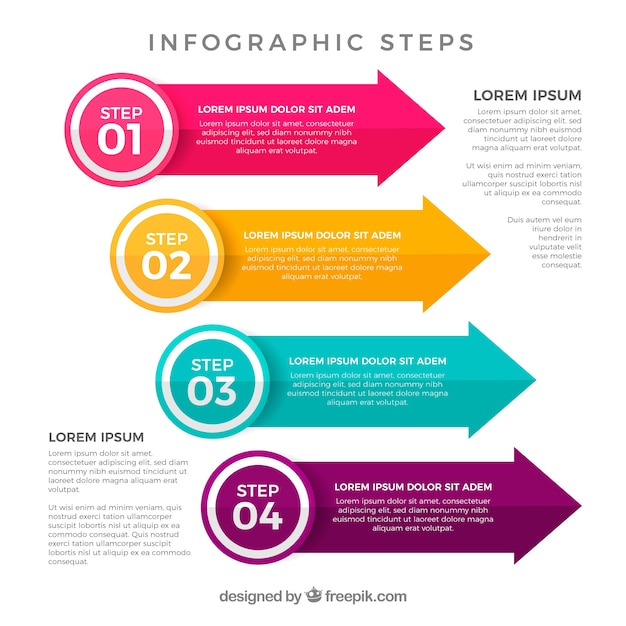 Infographic steps with colors in flat style