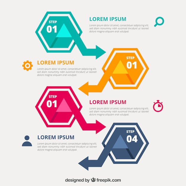 Infographic steps with colors in flat style