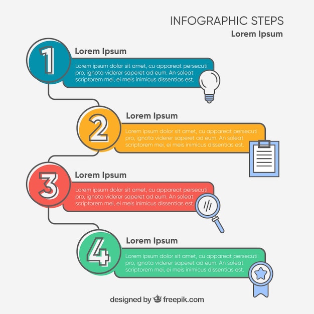 손으로 그린 스타일 infographic 단계