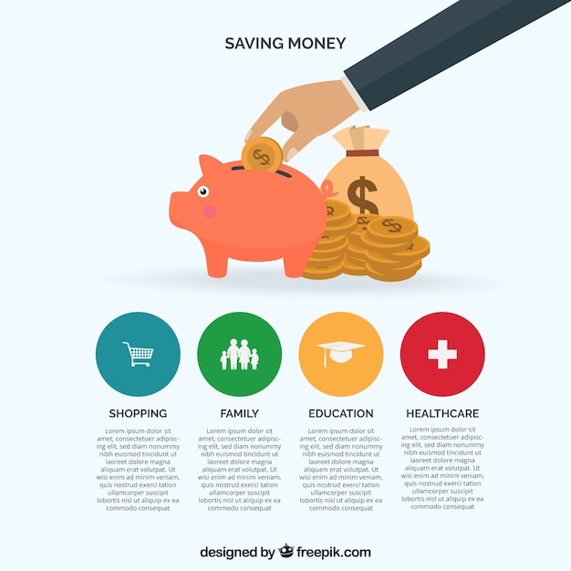 Infographic template about saving money