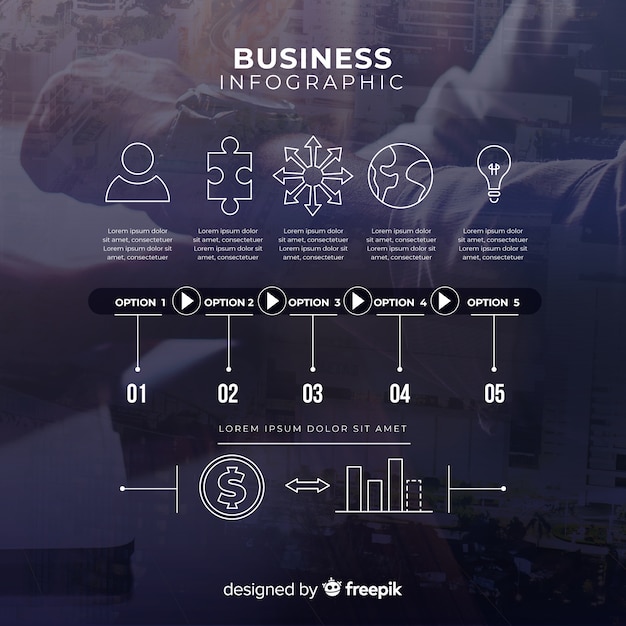 Infographic template for business with photo