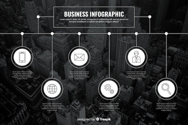 Vettore gratuito modello di infografica per affari con foto