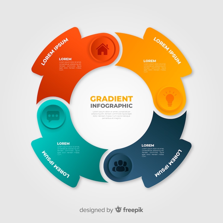 Free Vector infographic template in colorful gradient style