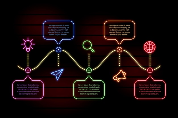 Vettore gratuito modello di infografica in stile neon