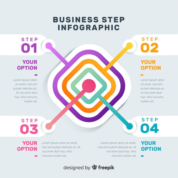 Vettore gratuito modello di infografica con il concetto di passaggi