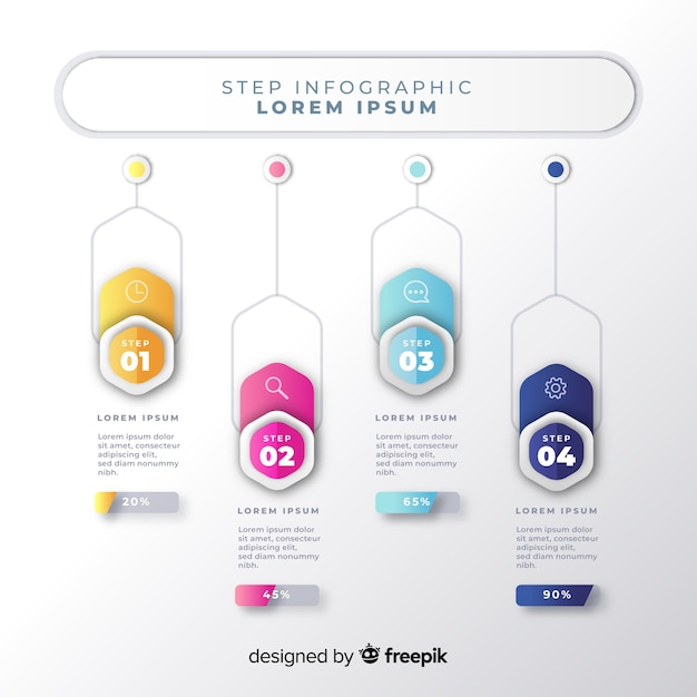 Modello di infografica con il concetto di passaggi