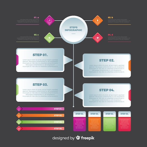 Free vector infographic template with steps concept