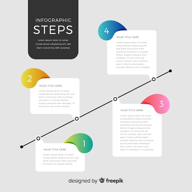 Бесплатное векторное изображение Инфографики шаблон с концепцией шагов