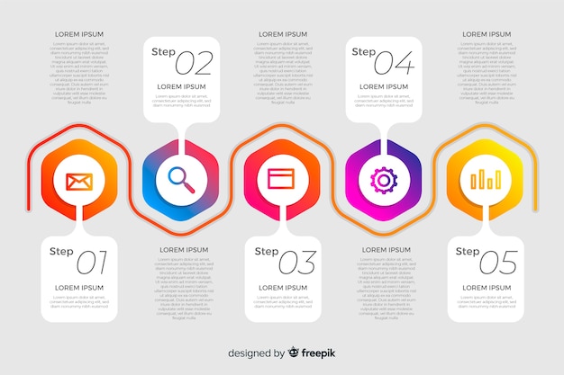 Vettore gratuito modello di infografica con il concetto di passaggi