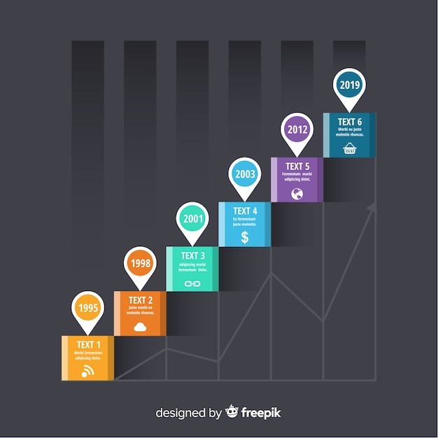 Free vector infographic template with timeline concept