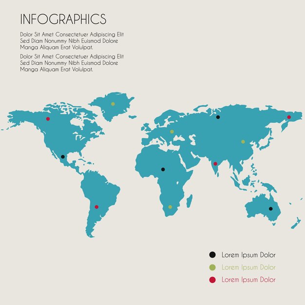 Infographic template of world map