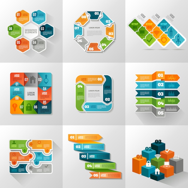 Infographic templates icons set