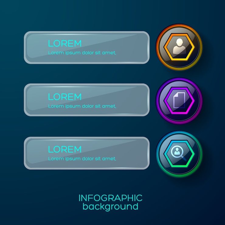 Free Vector infographic three linear business interface with icons pictograms and text captions