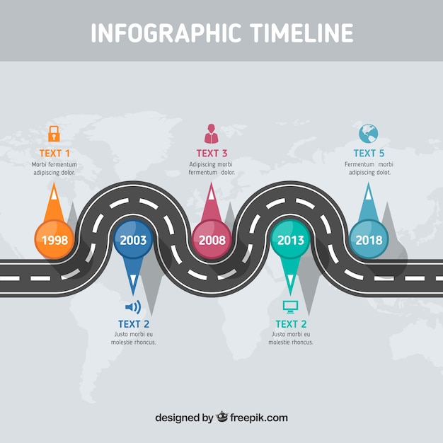 Vettore gratuito concetto di infografica timeline con strada