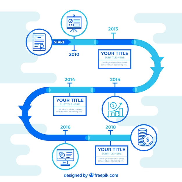 Infographic timeline concept with road – Free vector download
