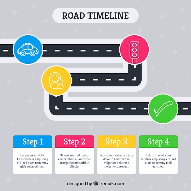 Free vector infographic timeline concept with road