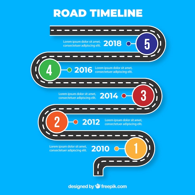 Free vector infographic timeline concept with road