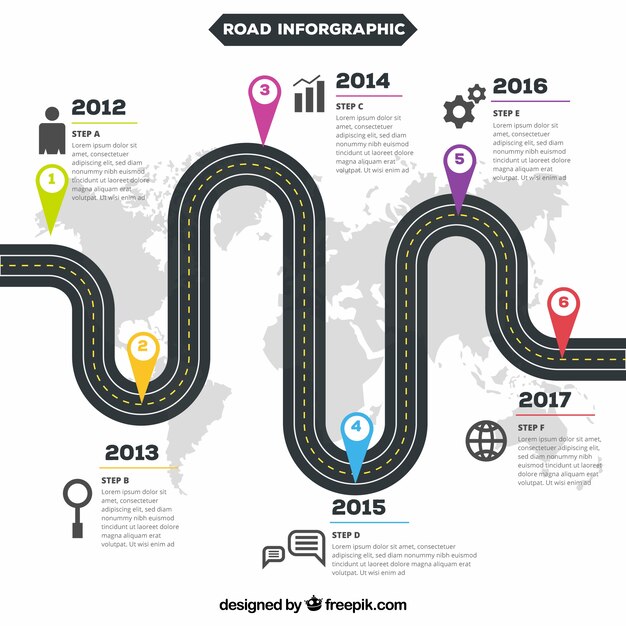 Infographic timeline concept with road