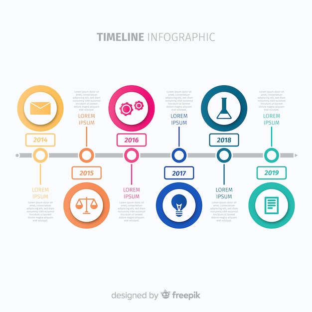 무료 벡터 infographic 타임 라인 개념