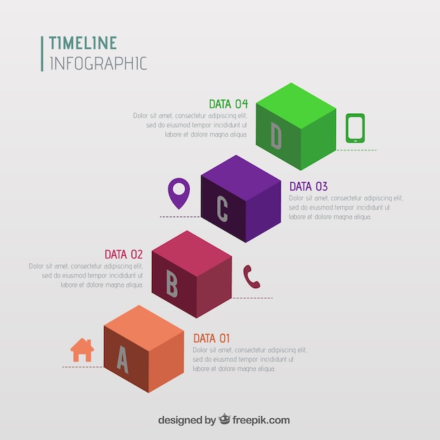 Infographic timeline in isometric style