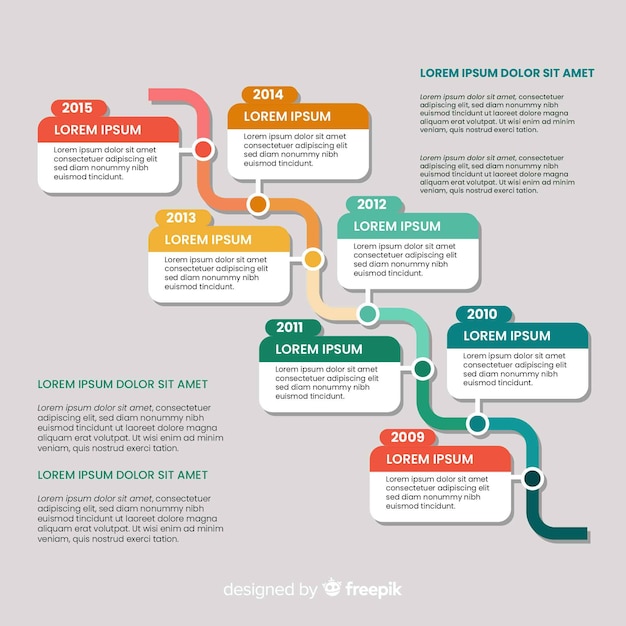 무료 벡터 infographic 일정 템플릿 평면 디자인