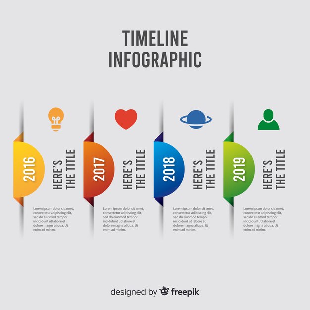 インフォグラフィックタイムラインテンプレートフラットデザイン