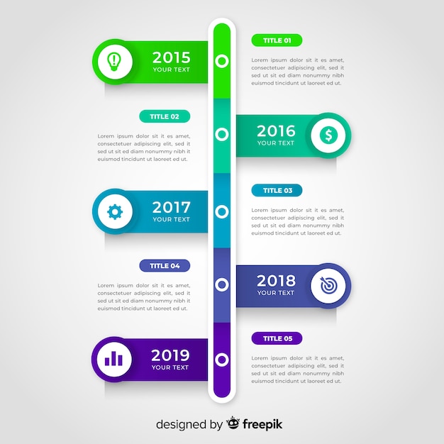 インフォグラフィックタイムラインテンプレートフラットデザイン