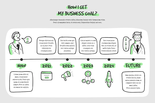 세부 정보가 포함 된 infographic 타임 라인