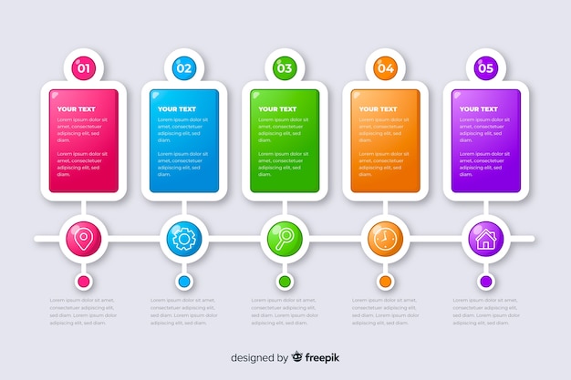 Free vector infographic timeline with steps collection