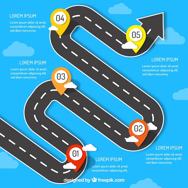 Vettore gratuito cronologia infografica con il concetto di strada