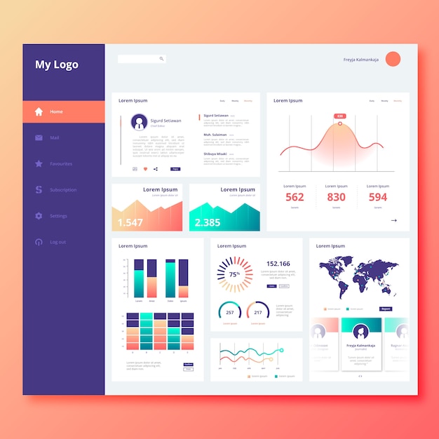 Free vector infographic user panel dashboard