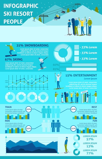 산에서 infographic 겨울 활성 휴식