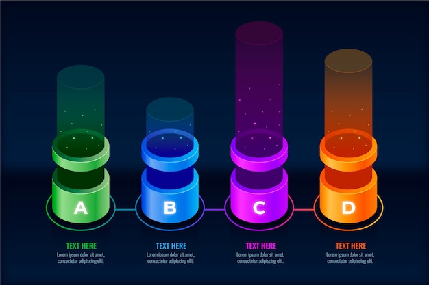 무료 벡터 3d 화려한 바와 infographic