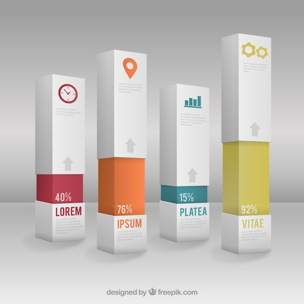 Vettore gratuito infografica con barre modello