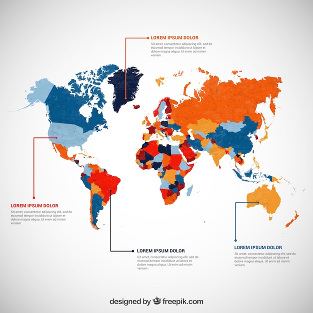 Инфографики с карте мира цветной