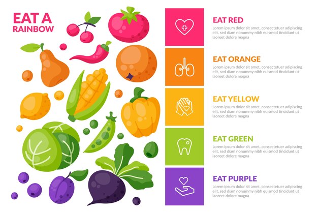 Infographic with different healthy foods
