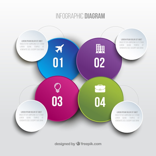 Бесплатное векторное изображение Инфографики с четырех красочных вариантов