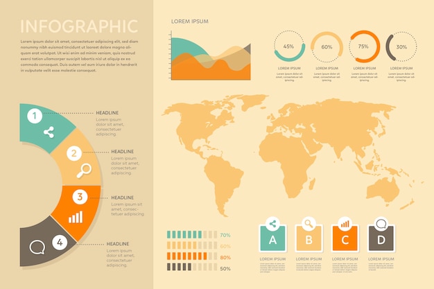 무료 벡터 복고풍 색상 디자인 infographic