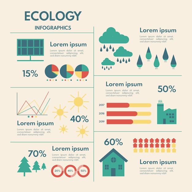 Infografica con colori retrò per l'ecologia