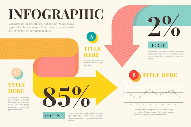 무료 벡터 복고풍 색상 평면 디자인 infographic