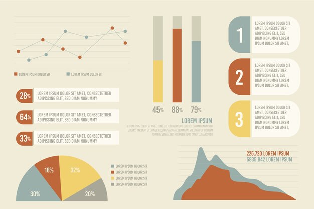 평면 디자인에 복고풍 색상 Infographic