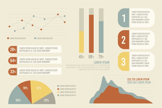 무료 벡터 평면 디자인에 복고풍 색상 infographic