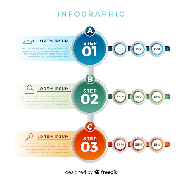 단계 및 옵션이있는 infographic