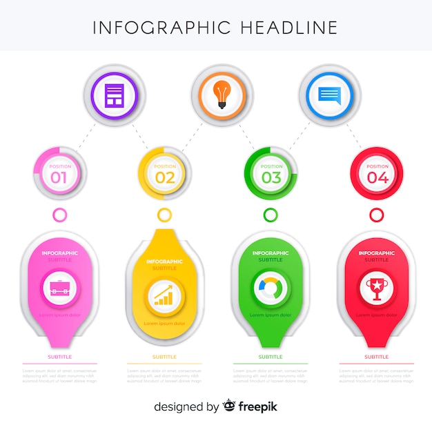 무료 벡터 단계 및 옵션이있는 infographic