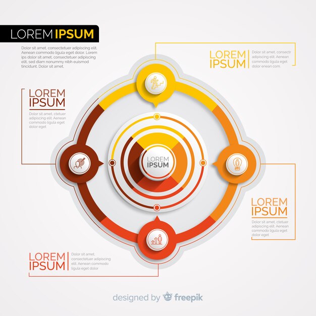 단계 및 옵션이있는 Infographic