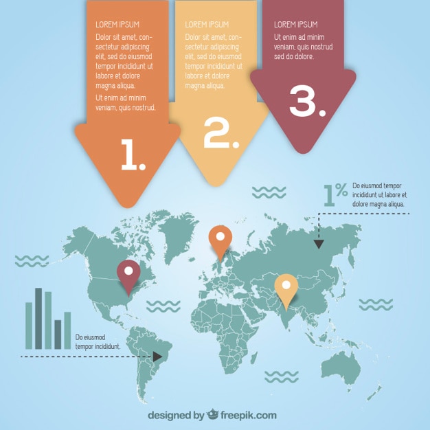 Free vector infographic with a world map