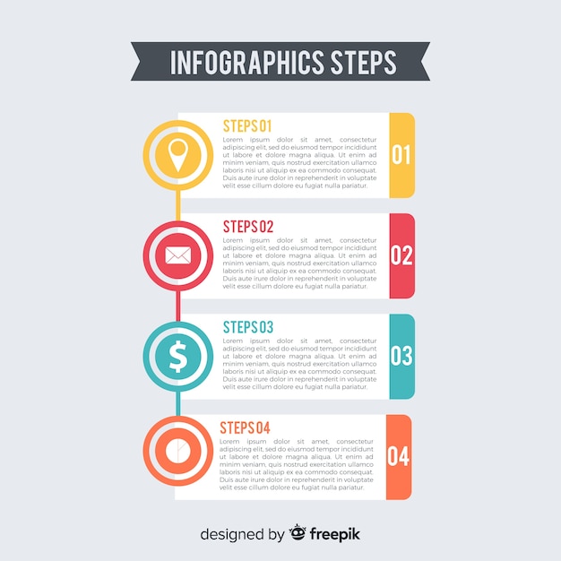 Инфографика плоский шаблон шагов