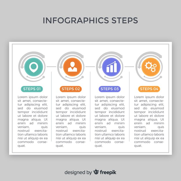 インフォグラフィックフラットステップテンプレート